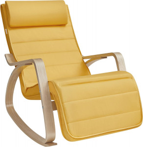 Scaun balansoar, Songmics, Galben-Natural, 121.5x67x84 cm - Img 2