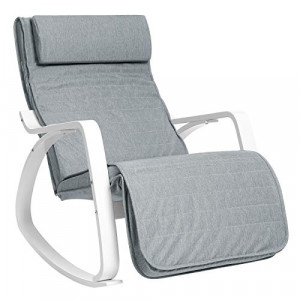 Scaun balansoar, Songmics, Gri-Alb, 121.5x67x84 cm - Img 2