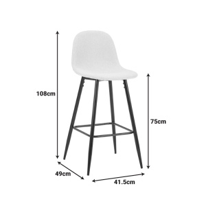 Scaun de bar Bella, Ecru, 41.5x49x108 cm - Img 5