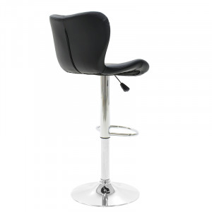 Scaun de bar Coozy reglabil pe inaltime stil capitonat din metal cromat cu PVC negru - Img 2