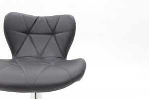 Scaun de bar Coozy reglabil pe inaltime stil capitonat din metal cromat cu PVC negru - Img 7