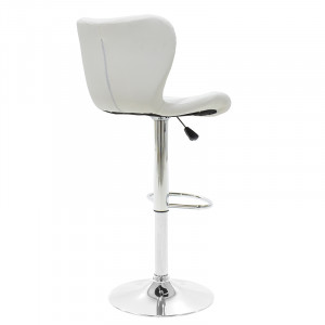 Scaun de bar Coozy reglabil pe inaltime stil capitonat metal cromat cu PVC in alb - Img 2