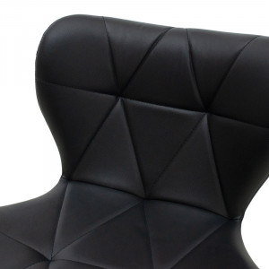 Scaun de bar Coozy reglabil pe inaltime stil capitonat metal negru mat cu piele ecologica pe negru - Img 5