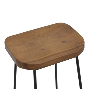 Scaun de bar de gradina Lamul lemn de ulm nuanta nuc-negru si metal 48x42x71 cm - Img 5