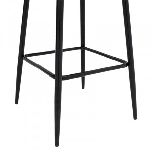 Scaun de bar Empower picioare metalice negre - material textil de culoare gri - maro antic - Img 6