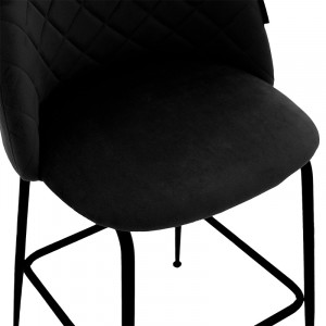 Scaun de bar Kudos picioare metalice negre - negru catifea - Img 6