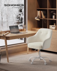 Scaun de birou boucle Cappuccino Songmics 60.8x58x96 cm - Img 2