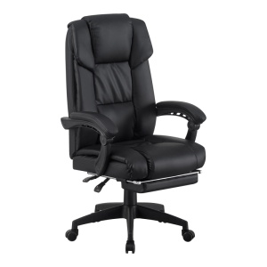 Scaun de birou cu suport picioare, Garnut, Pako, Negru 69x75x126 cm