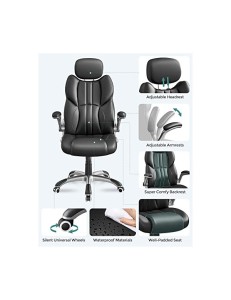 Scaun de birou, Songmics, OBG65BK, Negru, 75 x 70 x 137 cm - Img 3