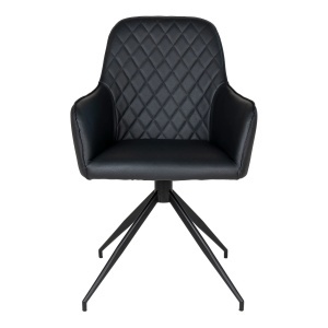 Scaun de dining rotativ Harbo, Negru, 62x56x89 cm - Img 4