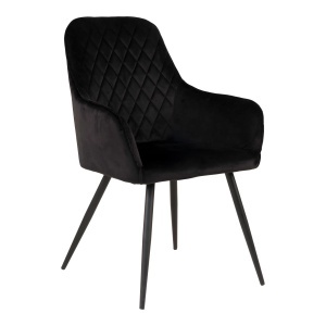 Scaun dining Harbo, Negru, 65x57x87 cm, Catifea - Img 5