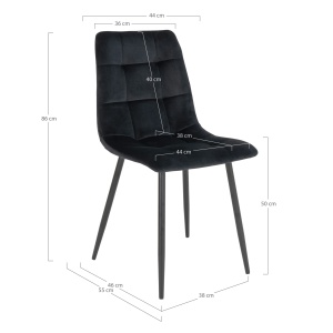 Scaun dining Middelfart, Negru, 55x44x86 cm - Img 3