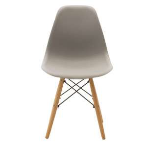 Scaun Julita plastic gri - picior culoare lemn natural 46x50x82cm - Img 4