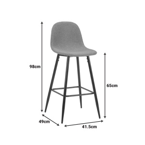 Scaun tip bar Bella, Negru, 41.5x49x98 cm - Img 5