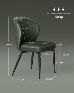 Scaun Vasagle Verde 52x55x79 cm - Img 6