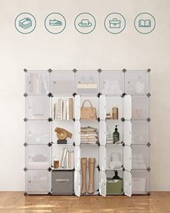 Set 15 cutii de depozitare modulare, Songmics, Alb, 123x31x123 cm - Img 6