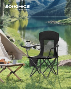 Set 2 buc. Scaune de camping pliabile Songmics Negru 97x86.5x51.5 cm