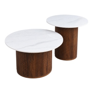 Set 2 piese Masute de cafea Skerta, Alb, 70x70x40 cm - Img 2