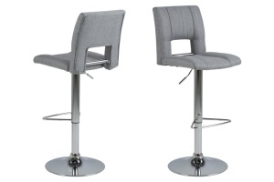 Set 2 piese Scaune de bar Sylvia V1, Gri, 115x41.5x52 cm - Img 2