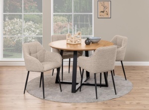 Set 2 piese Scaune dining Brenda, Bej, 84.5x59x54.5 cm