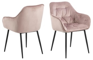 Set 2 piese Scaune dining Brooke, Roz prafuit, 83x58x55 cm - Img 3