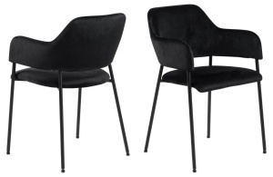 Set 2 piese Scaune dining Lima, Negru, 82x54x55 cm - Img 3