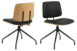 Set 2 piese Scaune dining Owen, Negru, 81x48.5x53 cm - Img 4