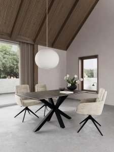 Set 2 piese Scaune dining Roger, Bej, 90x62x67 cm