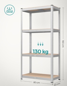 Set 2 Rafturi metalice, Songmics, Negru, 520 kg 40 x 80 x 160 cm - Img 5
