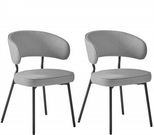 Set 2 scaune dinings, Vasagle, Gri deschis, 54x52x82 cm - Img 2