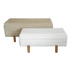 Set 2 tabureti cu spatiu depozitare Cindy Pako World Bej 110x50x49 cm - Img 1