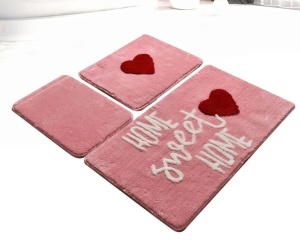 Set 3 Covorase de Baie Home Sweet Home Pink (Acryl)