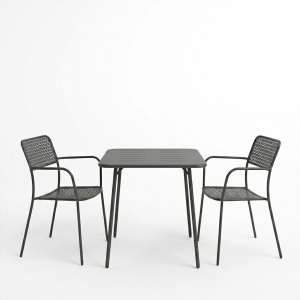 Set 3 masa si scaune gradina V1, Moraja, Negru, 70x70x73 cm - Img 2