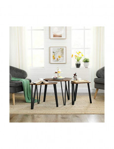 Set 3 masute de cafea, Vasagle, Maro Rustic, LNT14BX, 58 x 45 x 51 cm - Img 4