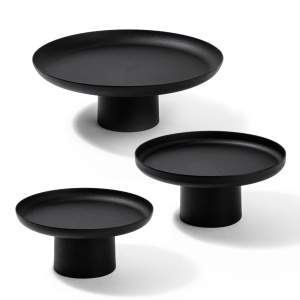 Set 3 platouri decorative metalice GED-007 Negru 25.5x25.5x9 cm - Img 5
