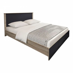 Set 4 buc. dormitor cadru pat si noptiere + comoda, Athos, Antracit-Stejar, 170x206.5x96 cm - Img 2