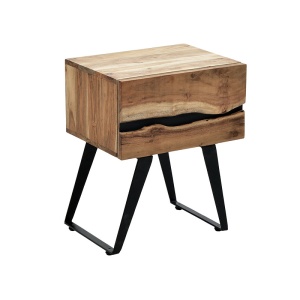 Set 4 buc. dormitor cadru pat si noptiere + comoda, Imena, Natural, 180x215x96 cm - Img 4