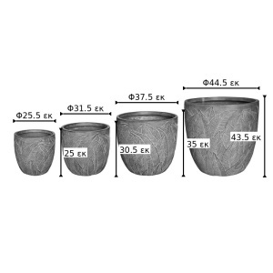 Set 4 buc. ghivece decorative, Oniella, Gri, 44.5x44.5x43.5 cm - Img 2