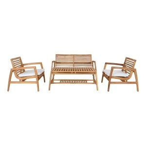 Set 4 piese Mobilier lounge pentru exterior Santander, Natural, 71x73x80 cm - Img 5