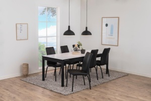 Set 4 piese Scaune dining Asama, Negru, 95x43.5x57 cm - Img 2