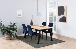 Set 4 piese Scaune dining Demina, Albastru, 92x43.5x53 cm