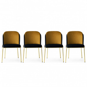 Set 4 Scaune Dore Negru-Gold - Img 1