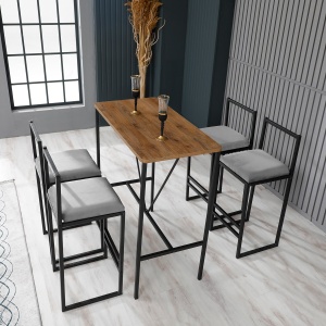 Set 5 buc masa si scaune de bar Nordic Gri