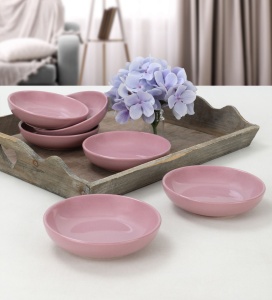Set boluri de sos din ceramica (6 bucati) Mayd100 Roz 13x13x3.3 cm
