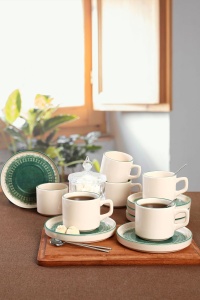 Set cești de ceai, 12 bucati Lavanda Alb 14x14x0 cm - Img 2
