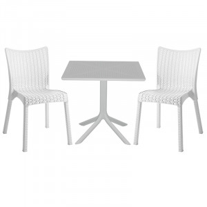 Set de gradina masa si scaune Groovy-Confident set 3 piese plastic alb 80x80x74.5cm