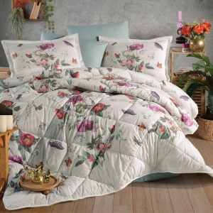 Set Lenjerie si Cuvertura Nerina Verde deschis (Bumbac 100%)