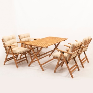 Set masa si scaune de gradina (5 piese) My009 V2 Crem 135x74x75 cm - Img 2