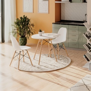 Set masa si scaune dining 3 buc. Julita, Alb, 80x80x82 cm - Img 2
