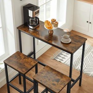 Set Masa si Scaune tip Bar Vasagle, 100x40x90cm/30x40x65cm - Img 5
